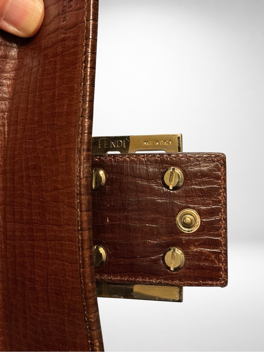 FENDI Zucca Canvas Chain Wallet Crossbody Brown FF Logo Leather Gold Hardware - Picture 7 of 16